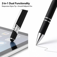 Stylos à bille métalliques rétractables 2-en-1 de luxe avec logo personnalisé, pointe tactile pour cadeaux d'entreprise