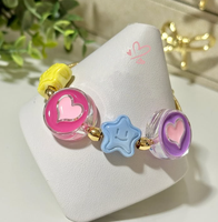 Bracelet mignon avec visage souriant pour femmes, bracelet en chaîne serpent plaqué or réglable avec breloque cœur coloré, bracelet souriant