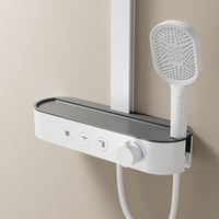 Robinet de douche thermostatique carré à poignée unique en laiton chromé/blanc/gris anthracite 420 mm avec barre coulissante et jet pluie doux – Meilleures ventes