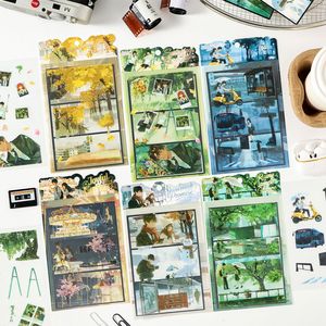 3 feuilles par paquet, autocollants <span class=keywords><strong>de</strong></span> paysages <span class=keywords><strong>de</strong></span> la série Youth Time Zone, autocollants pour journal créatif, fournitures pour journal créatif DIY - Product Image 1