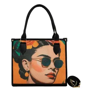 Bolso Tote de Yute para Mujer Fana Flora, Bolso de Moda Ecológico con Forro de Lona para Uso Diario, con Bolsillo Interno con Cremallera - Product Image 1