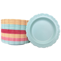 Assiettes jetables élégantes en plastique PP de qualité alimentaire avec bordure en dentelle pour événements de restauration et traiteur, vente en gros pour restaurants et traiteurs
