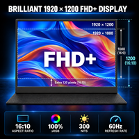 Moniteur portable tactile 16 pouces FHD Plus 1920x1200 IPS 14 mm double USB-C HDMI pour le jeu, les voyages et le travail, fin et léger, pour ordinateur portable
