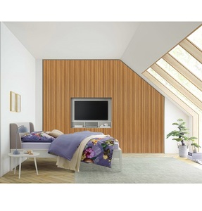 Panneaux muraux cannelés en MDF 18 mm, design à lattes en bois décoratif, revêtement mural intérieur, décoration moderne pour la maison et le bureau - Product Image 5