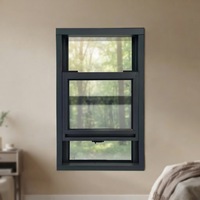 Fenêtre à double battant en aluminium durable et économique avec quincaillerie standard pour immeuble d'appartements locatifs