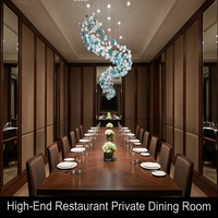 Lustre moderne en verre, suspension de plafond luxueuse en pierre colorée, long lustre en cristal pour hall d'hôtel et projets d'escaliers