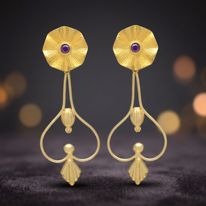 Boucles d'oreilles pendantes en laiton plaqué or, faites à la main, ethniques, bohèmes, tendance, tribales, pour mariage et fiançailles, Jaipur - Product Image 1