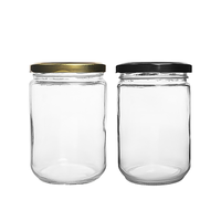 Factory Wholesale Price 500ml 400ml Cylinder Clear High Whiteness Glass Jam Jars with Screw Lid Food Grade