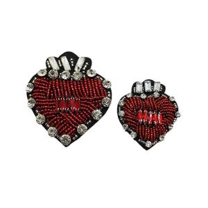 MANTU Écusson rétro haut de gamme pour femmes Écusson élégant en forme de coeur Autocollant en tissu de perles de riz Tubes de perles vintage Écusson en <span class=keywords><strong>verre</strong></span> - Product Image 5