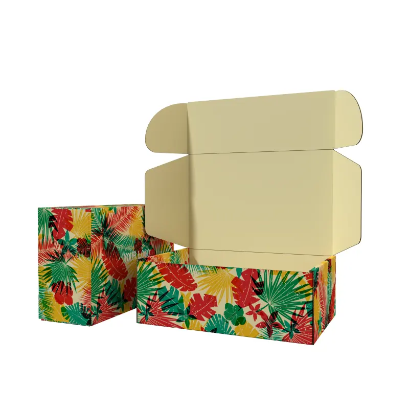 Boîte d'expédition de vêtements colorée avec logo personnalisé boîtes postales de vêtements boîtes de sous-vêtements robe cartons en carton ondulé avion