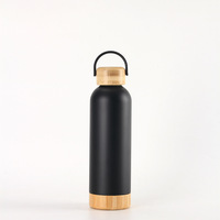 Nouvelle Bouteille d'Eau Sportive en Acier Inoxydable 500ml 2027, Design Moderne, Poignée Portable, Couvercle en Bambou, Isolation Sous Vide, Sérigraphie