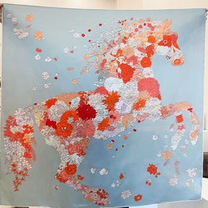 ผ้าพันคอผ้าไหมผ้าไหมหม่อน108*108ซม. พิมพ์ลายสองด้านสำหรับผู้หญิงผ้าพันคอทรงสี่เหลี่ยมสไตล์เกาหลีสำหรับฤดูร้อน - Product Image 2