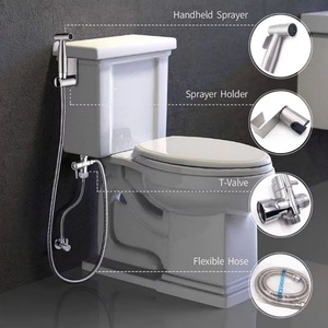 Rociador de mano para baño, cabezal de ducha autolimpiante de acero inoxidable, grifo de bidé de mano para baño, kit de rociador de bidé portátil para inodoro - Product Image 4