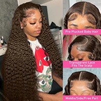 Perruque frontale en dentelle HD sans colle, bouclée birmane, brune, en cheveux vierges bruts alignés, avec closure, en cheveux humains
