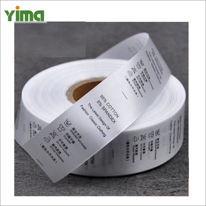 Fabricante de China Cinta Satén Lavado Cuidado Etiquetas impresas Logotipo personalizado Etiquetas de lavado blancas de alta densidad para camisetas - Product Image 2