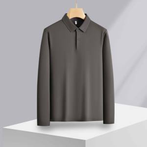 Maglietta Casual tinta unita antirughe da <span class=keywords><strong>uomo</strong></span> per <span class=keywords><strong>Polo</strong></span> resistente al freddo con colletto lavorato a maglia per autunno inverno spazzolato traspirante - Product Image 1