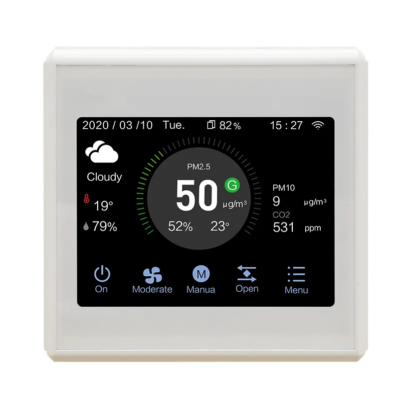 HVAC FCU air monitor Wifi RS485 Modbus thermostat smart digital room VOC PM2.5 CO2 temperature and humidity controller