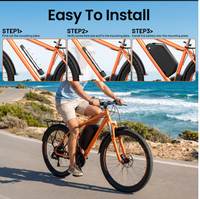 Baterai Ebike Downtube Jumbo Shark 36V 48V 52V 25Ah 21ah 30ah 15ah, Paket Baterai Lithium 21700 dengan BMS 50A untuk Sepeda Listrik 2000W