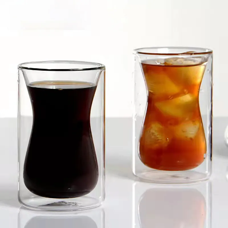 Campione gratuito 170ML tazza da tè turca a doppia parete tazza da caffè Espresso in vetro trasparente