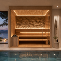 Sauna intérieur classique pour 4-5 personnes, en cèdre rouge, avec poêle finlandaise traditionnelle, chauffage à pierres, salle de vapeur sèche, appareil de spa à domicile