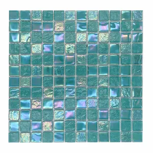 Hình Ảnh Gạch Mosaic Thủy Tinh Màu Xanh Sáng Bóng