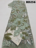Tissu de dentelle brodée en tulle avec perles et sequins floraux 3D pour robe de soirée ou de mariage au Venezuela