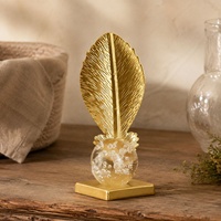 Ornement en métal nordique en forme de boule de cristal, feuille et fleur, décoration de table pour la maison, le salon, le bureau