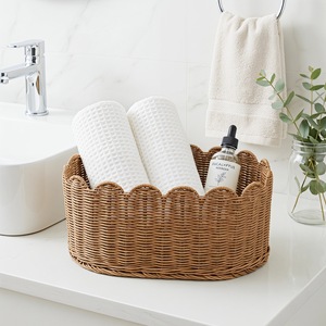 Woven <b>Storage</b> <b>Basket</b> Rectangle <b>Large</b> Size 40.5x25.5x18cm Handmade For Home Clothing Organization - Product Image 1