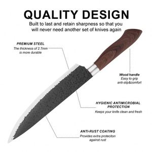 8-Piece Professional Chef Cooking <b>Knives</b> <b>Set</b> High Carbon Stainless Steel <b>Sharp</b> Rust Resistant Kitchen <b>Knife</b> with Sharpening - Product Image 2