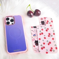 Coque de téléphone à panneau arrière magnétique remplaçable pour iphone 17 / 17pro/17promax/17air avec le violet profond à pois dorés