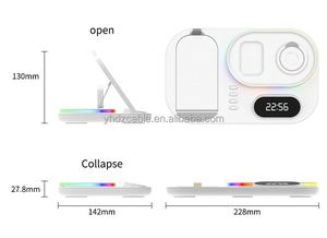 Station de charge sans fil haute vitesse 4-en-1 tendance avec horloge LED et socle pour iPhone, prise standard - Product Image 5