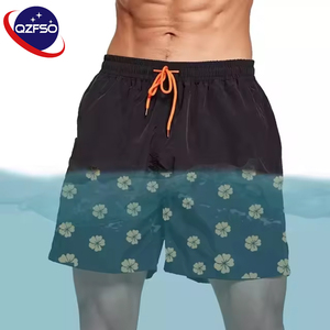 Shorts de bain thermochromiques QZFSO personnalisés avec logo, tissu sensible à la température, changement de couleur, pour la plage - Product Image 1