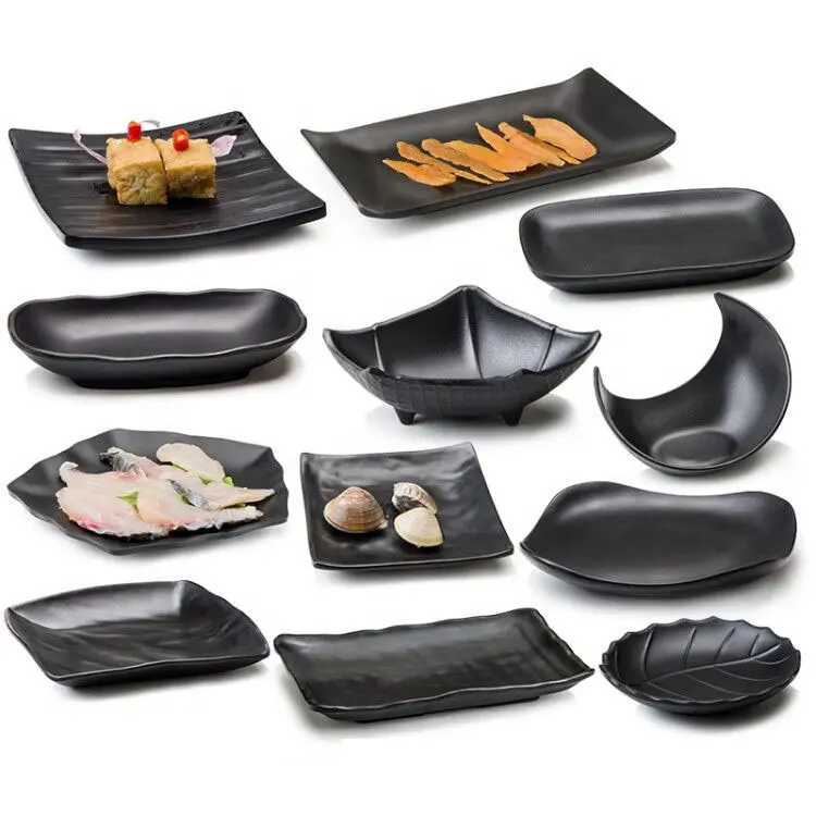 일본 한식 레스토랑 멜라민 스낵 플레이트 냄비 바베큐 저렴한 블랙 스낵 전채 접시