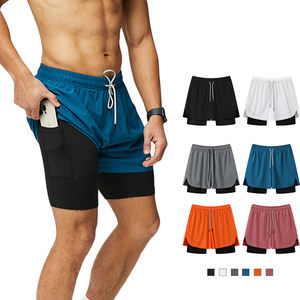 Pantaloncini da Basket a Rapida Asciugatura con Fodera Traspirante per Uomo, Shorts Sportivi Elastici 2 in 1 per Fitness, Corsa e Allenamento in Palestra - Product Image 1