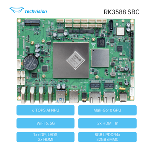 Ordinateur monocarte Techvision 3356A RK3588 Octa-Core 6 TOPS pour développement Android 12/Debian 11 et applications embarquées TVI3356A U - Product Image 1