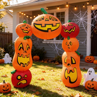 Arche gonflable d'Halloween de 8 pieds en forme de citrouille empilée, décoration extérieure de jardin pour Halloween
