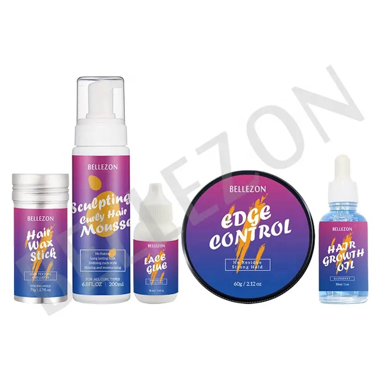 Private Label Wax Stick Curl Mousse Kant Lijm Rand Controle Haargroei Olie Haarverzorging Set Producten Voor Vrouwen