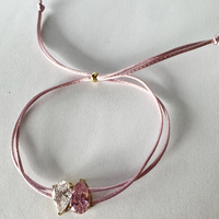 Bracelet en corde tressée multicolore fait main avec perle dorée et zircon cubique, réglable pour femme