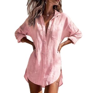 Promo! Kemeja Wanita Modis Ukuran Besar Logo Kustom Kasual Musim Semi Musim Panas Atasan Blus Wanita - Product Image 1