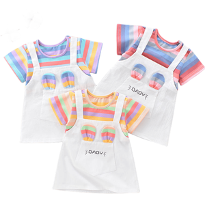 Vestidos finos de manga corta para niñas y niños de Año Nuevo 2025, <span class=keywords><strong>ropa</strong></span> de verano para niños, volantes de lana extranjeros de dibujos animados de manga corta dulce - Product Image 1