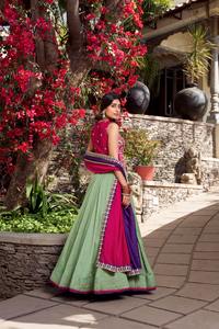 Plain With Sequins and <b>Thread</b> Embroidery Work Belt Lehenga Choli & Dupatta Set Handmade Bulk Product - Product Image 2