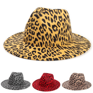 Chapeaux Fedora en laine imprimé léopard, chapeau à large bord pour hommes et femmes, décontracté, printemps-automne, 56-58CM - Product Image 1