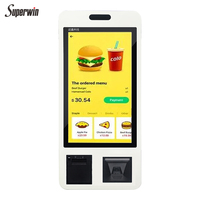 Terminal de paiement en libre-service Superwin Android 11 tout-en-un 24 pouces, montage mural, lecteur de code QR, imprimante thermique 80 mm