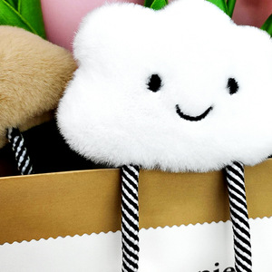 Porte-clés en peluche mignon Kawaii souriant Happy Cloud Porte-clés en métal souple pour femmes et bébés filles - Product Image 5