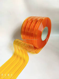 Rideau en <span class=keywords><strong>PVC</strong></span> transparent à nervures jaunes, flexible, en rouleau, pour fenêtre, porte, chambre froide, vente en gros d'usine - Product Image 2