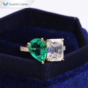 Anillo Toi Et Moi de Tianyu Gems, Proveedores de Joyería Fina, Oro Sólido de 14k, Personalizable, Corte Esmeralda <span class=keywords><strong>Colombiano</strong></span>, Anillos de Moissanita VVS para Mujer - Product Image 2