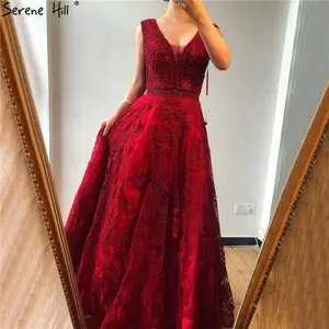 Red A Line Beaded Sleeveless Elegant Lady Long Gowns Serene Hill LA60839 Wholesale Evening Dresses Fore Women Party Wear
