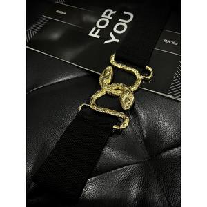 Fiori เข็มขัดหนังงูสีทองสำหรับผู้หญิง, เข็มขัดถักหัวเข็มขัดยืดหยุ่นสไตล์ Y2K - Product Image 3