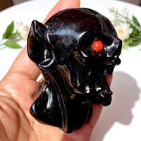 Statue de vampire en obsidienne naturelle de 7,8 cm - Figurine en cristal sculptée à la main pour la décoration d'Halloween