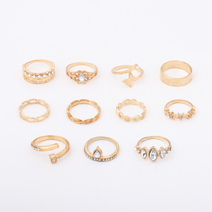 Fashion Jewelry <b>Sets</b> 11pcs Rose Gold <b>Crystal</b> Rings Butterfly Star Marquise Cut For Women Party Wear - Product Image 3